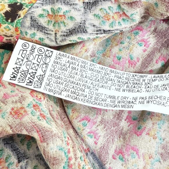 ZARA Boho Caftan Top Size Medium Patchwork Print Tunic Poncho Top - Picture 7 of 10